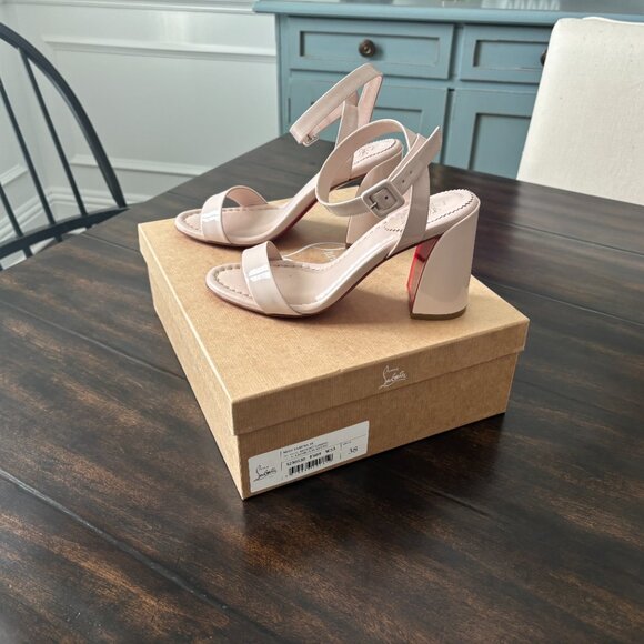 Christian Louboutin Miss Sabina 85mm Patent Leather Sandals Leche(beige) size 38 - Picture 4 of 7